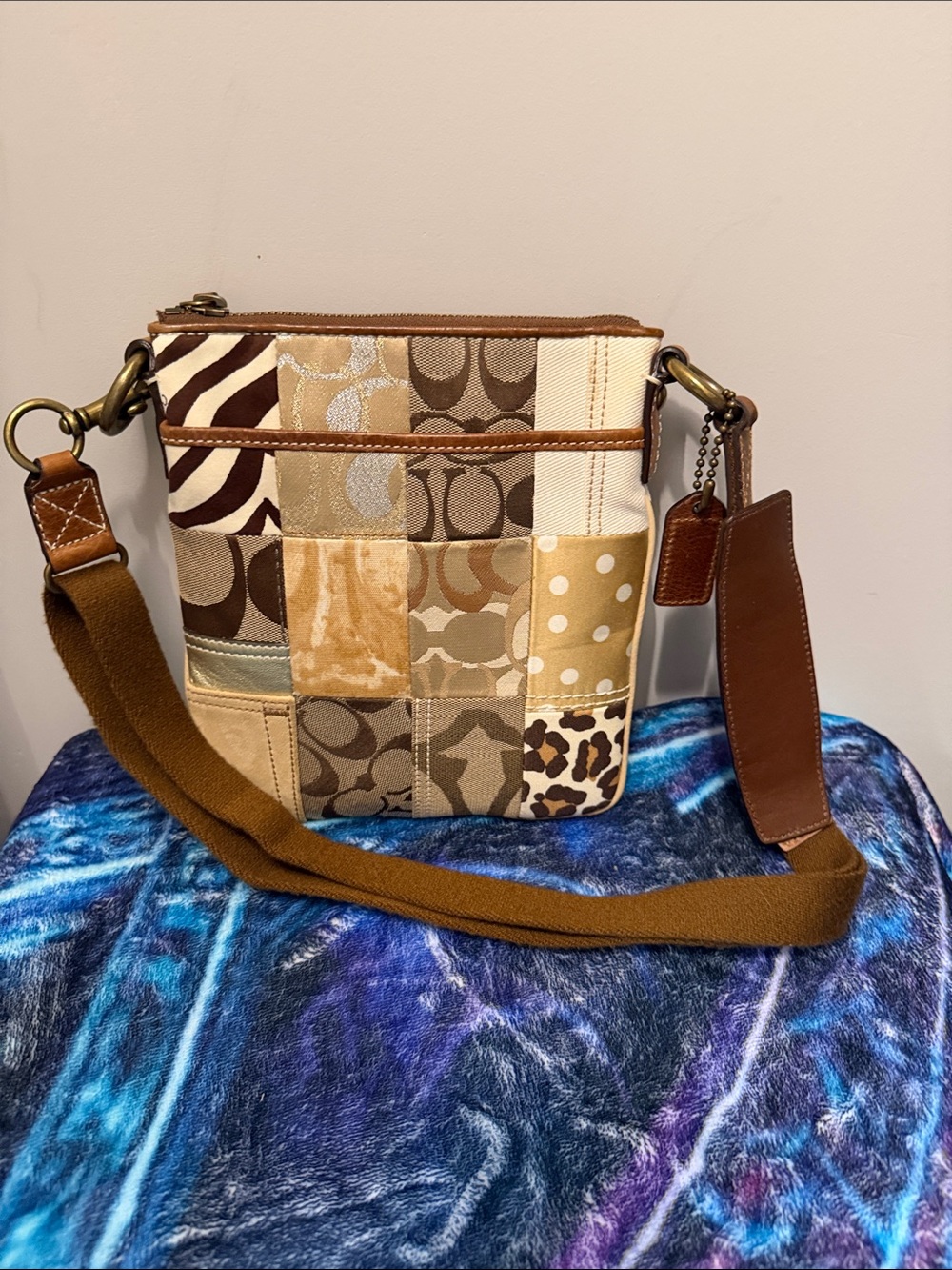 Coach Patchwork Crossbody Bag in Brown and Tan Hues